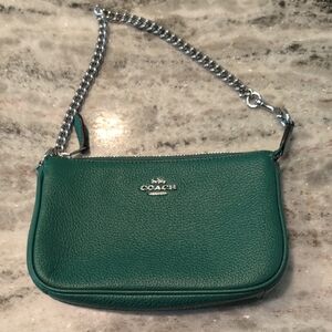 Coach Green Leather Chain Strap Bag